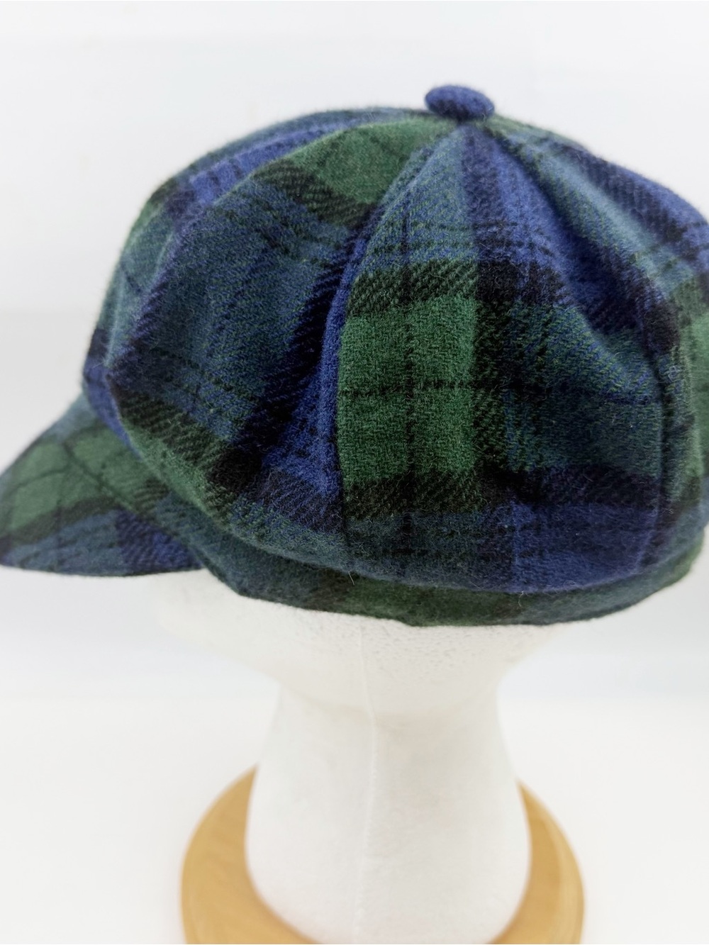 Vintage The Limited Green Blue Plaid Wool Newsboy Cap Hat Academia Italy Y2K - Picture 6 of 8